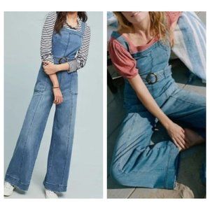 Pilcro Anthropologie Wide Leg Belted Denim Jumpsuit 8